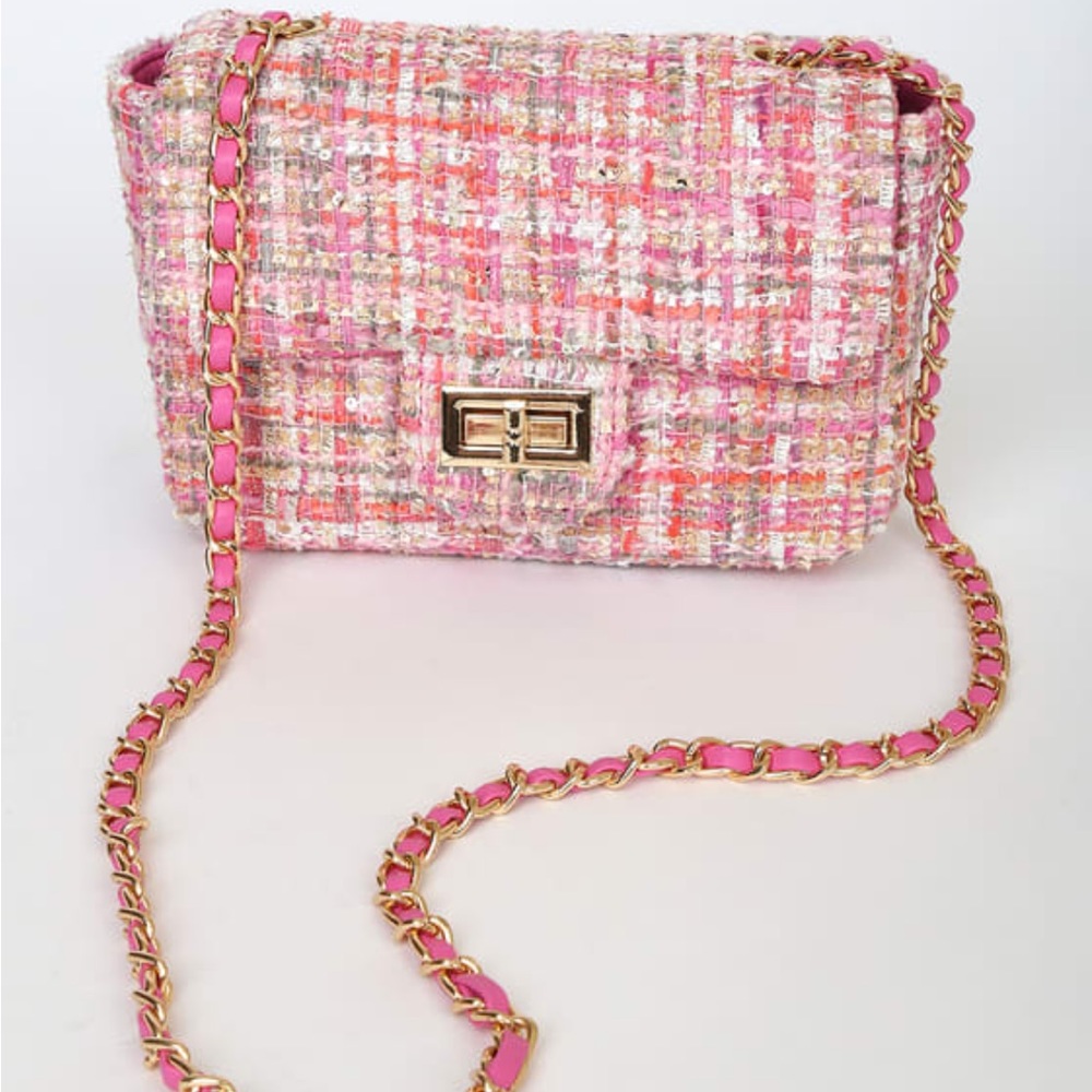 LULUS Pink Tweed Crossbody Bag